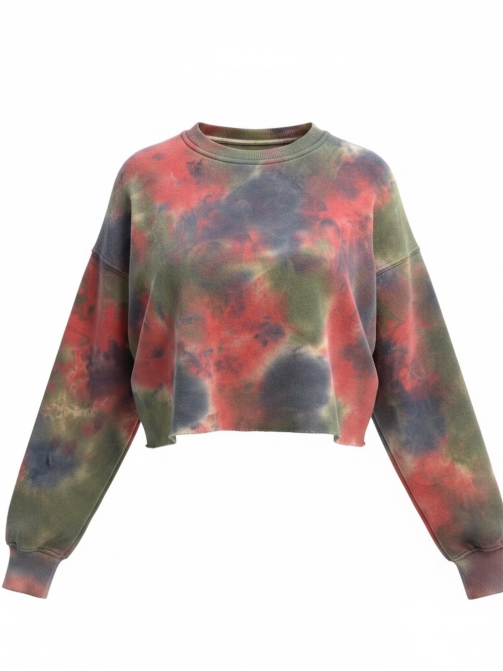 Forever 21 Cropped Tie-Dye Crewneck Sweatshirt - size small